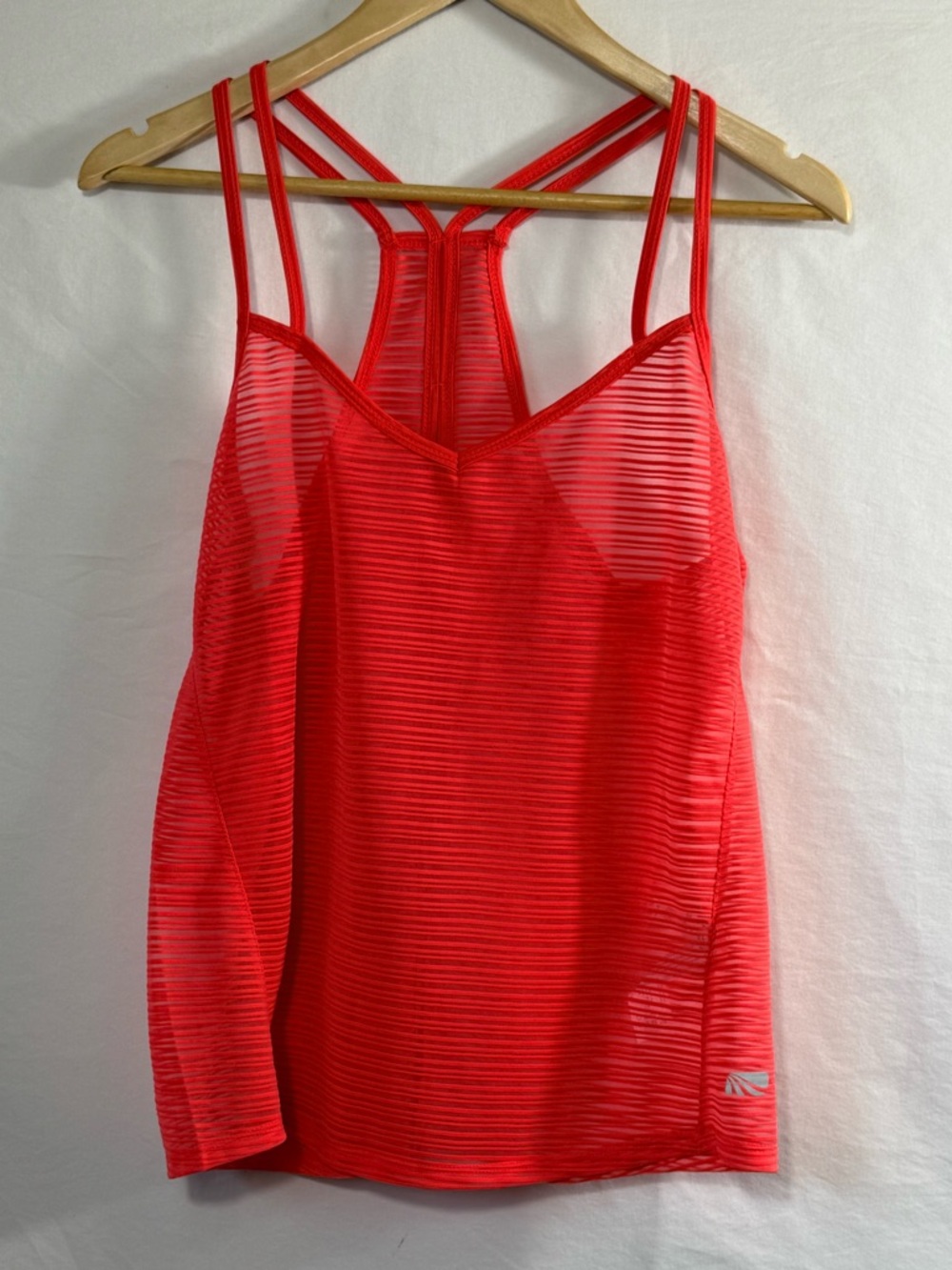 Marika Orange-Red Strappy Sheer Tank Top